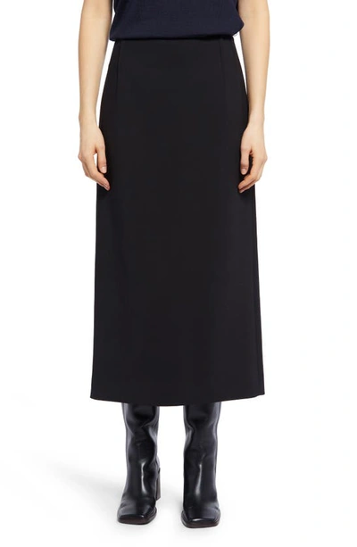 The Row Parma Stretch Virgin Wool Midi Skirt In Blue