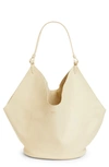 Khaite Lotus Medium Calf Leather Bucket Bag In Cream
