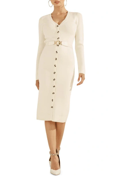 long-sleeve belted cardigan sweater midi dress Long-Sleeve Belted Cardigan Sweater Midi Dress