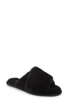 Sorel Go Mail Run Faux Fur Slide Slipper In Black