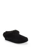 Sorel Go Coffee Run Faux Fur Slipper In Black Sea Salt