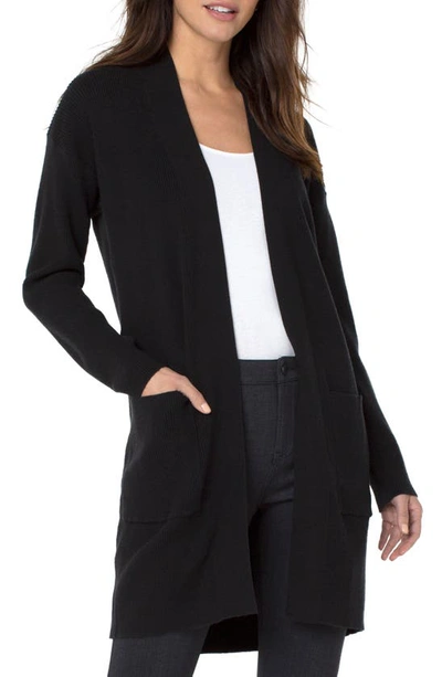 Liverpool Los Angeles Open Front Cardigan In Black
