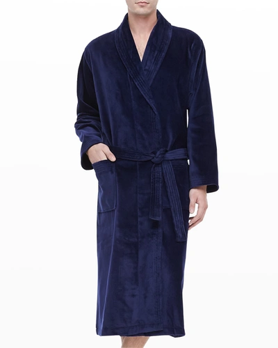 Derek Rose Men's Solid Terry Robe In Navy