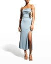 Cinq À Sept Mariah Back-cutout Slip Midi Dress In Ocean Dew