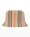 Burberry Reversible Icon Stripe Cotton Bucket Hat In Archive Beige