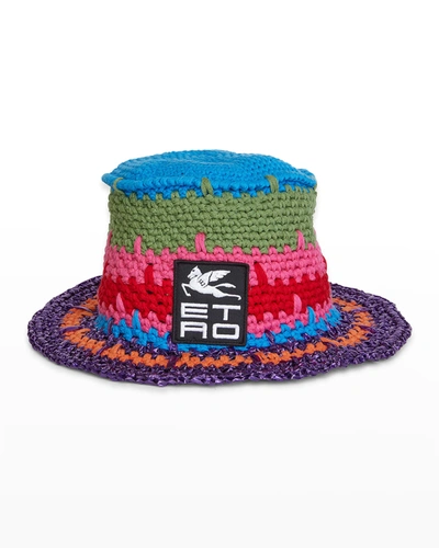 Etro Colorblock Crocket Bucket Hat In Multi