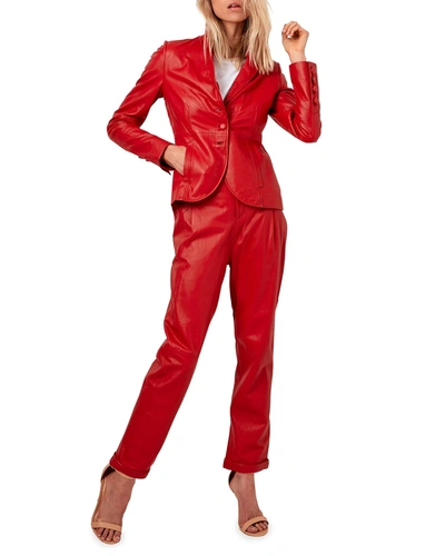 As By Df Denise Recycled Leather Blend Blazer In Red