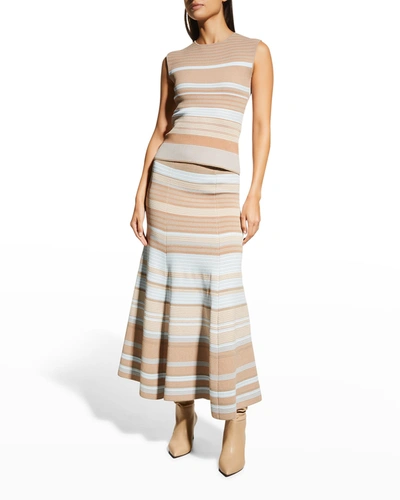 Giorgio Armani Striped Knit Top In Brown