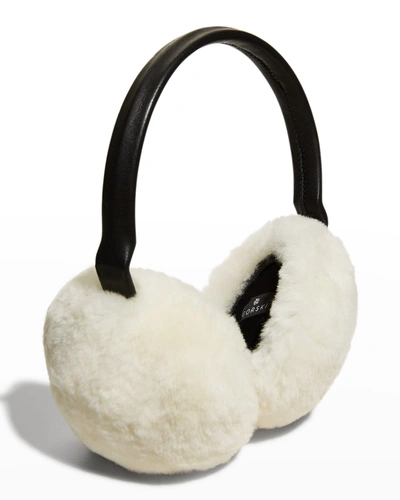 Gorski Lamb Shearling Earmuffs In White