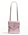 Saint Laurent Ysl Metallic Double-sided Pouch Crossbody Bag In 5632 New Azalea