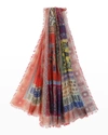 Etro Raji Floral Patchwork Cashmere Scarf In Multi