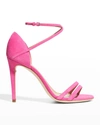 Ferragamo Ines X5 Suede Ankle-strap Sandals In Hot Pink