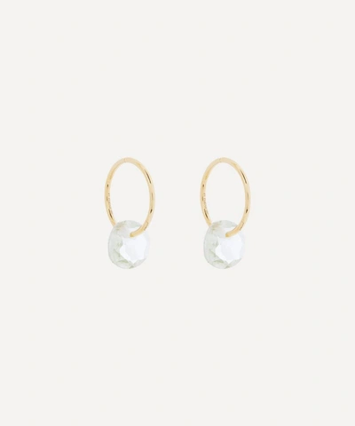 By Pariah 14ct Gold Rose Cut Green Amethyst Hoop Earrings