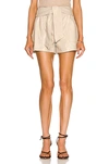 Jonathan Simkhai Mari Vegan Leather Tie Waist Short In Egret