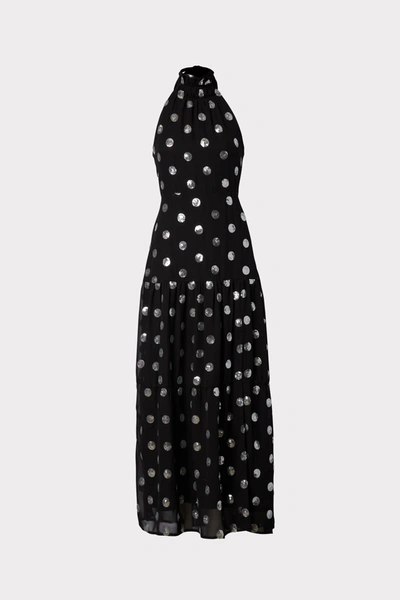 Milly Venice Metallic Dot Halter Dress In Black