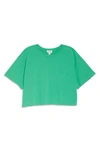 Open Edit Boxy Crop T-shirt In Green Grass