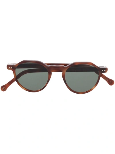 Lesca Icon Round-frame Sunglasses In Braun