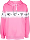 Chiara Ferragni Logo Printed Drawstring Hoodie In Fuchsia