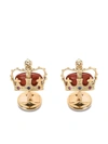 Dolce & Gabbana Crown Yellow Gold Crown Cufflinks With Red Jasper In Gold