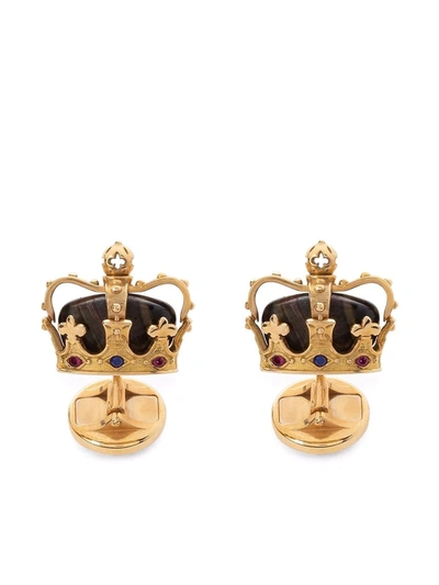 Dolce & Gabbana Gemstone-embellished Crown Cufflinks In Gold