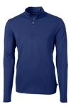 Cutter & Buck Virtue Half Zip Stretch Recycled Polyester Sweatshirt In Tour Blue