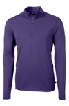 Cutter & Buck Virtue Half Zip Stretch Recycled Polyester Sweatshirt In College Purple