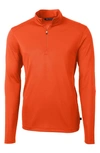 Cutter & Buck Virtue Half Zip Stretch Recycled Polyester Sweatshirt In College Orange