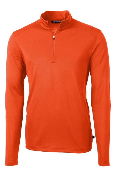 Cutter & Buck Virtue Half Zip Stretch Recycled Polyester Sweatshirt In College Orange