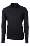 Cutter & Buck Virtue Half Zip Stretch Recycled Polyester Sweatshirt In Black