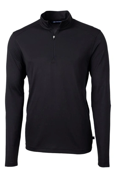 Cutter & Buck Virtue Half Zip Stretch Recycled Polyester Sweatshirt In Black