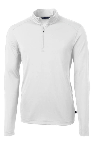 Cutter & Buck Virtue Half Zip Stretch Recycled Polyester Sweatshirt In White