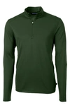Cutter & Buck Virtue Eco Pique Recycled Quarter Zip Mens Pullover Jacket In Hunter