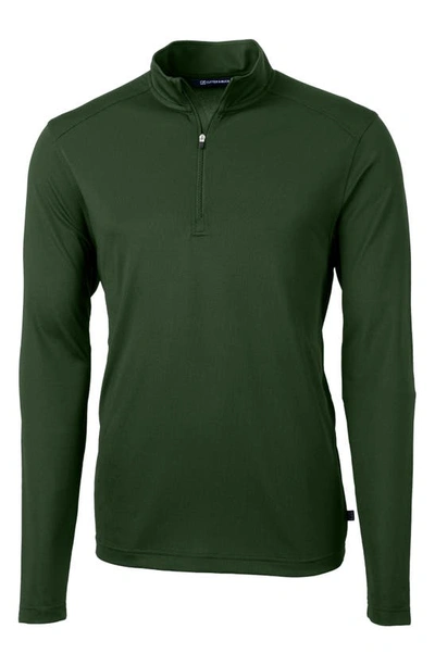 Cutter & Buck Virtue Half Zip Stretch Recycled Polyester Sweatshirt In Hunter