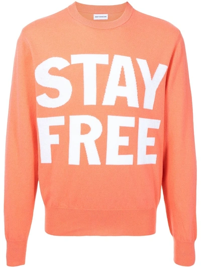 Honey Fucking Dijon Stay Free Print Sweatshirt In Orange