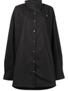Raf Simons Embroidered Lettering Cotton Shirt In Schwarz