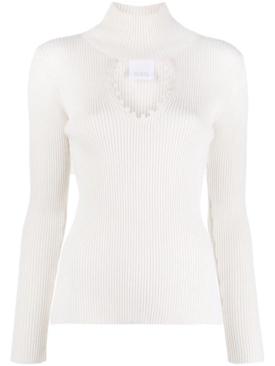 Bevza Roll-neck Open-detail Jumper In Weiss