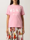 Msgm Tshirt With Logo In Pink