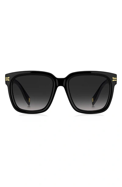 Marc Jacobs 53mm Square Sunglasses In Gold Black / Grey Shaded