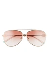 Tiffany & Co 59mm Pilot Sunglasses In Pale Gold/ Gradient Pink