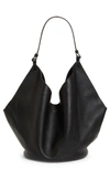 Khaite Medium Lotus Leather Tote In Black