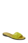 Jimmy Choo Minea Woven Raffia Flat Sandal In Lime