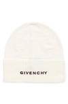 Givenchy Logo-embroidered Wool Beanie Hat In Ivory