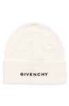 Givenchy Logo-embroidered Wool Beanie Hat In Ivory Ember Chocolate