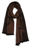 Givenchy Colorblock Logo Knit Wool & Cashmere Scarf In Black/ Chocolate