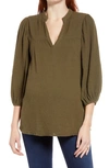 Maternal America Puff Sleeve Maternity Blouse In Aloe