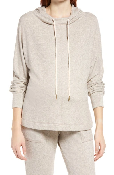 Maternal America Knit Maternity Hoodie In Oatmeal