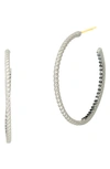 FREIDA ROTHMAN TWISTED CABLE AND PAVÉ CUBIC ZIRCONIA HOOP EARRINGS,IFPKZE75-14K