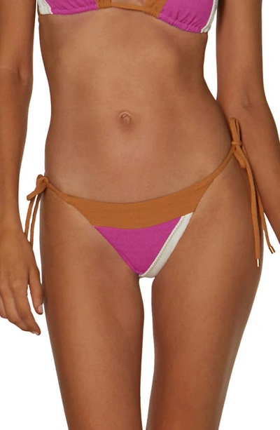Vix Swimwear Vix Firenze Colorblock Side Tie Bikini Bottoms In Pink