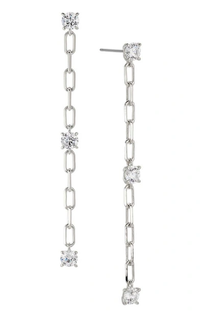 Nadri Zoe Linear Chain Drop Earrings In Rhodium