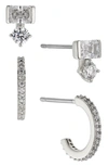 Nadri Zoe Cubic Zirconia Stud & Hoop Earrings, Set Of 2 In Rhodium